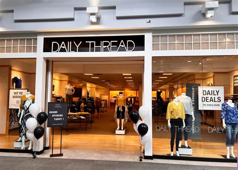 Daily thread store - Daily Thread, located at Birch Run Premium Outlets®: Affordable. Fashion. Everyday. A bargain hunter's dream with its mix of established brands such as Juicy Couture, Frye, 525 America, and more of the retailer's own private label. Size inclusivity that ranges from petite to extended sizes.